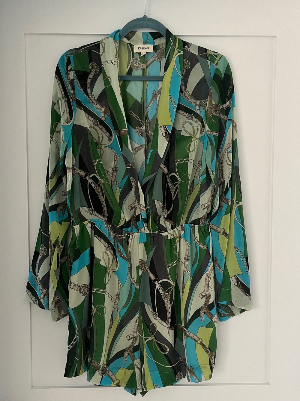 L'AGENCE Romper Green & Teal Printed
